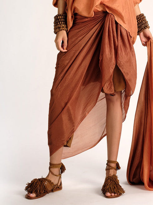 Solid Light Weight Silk Scarf sandstone brown